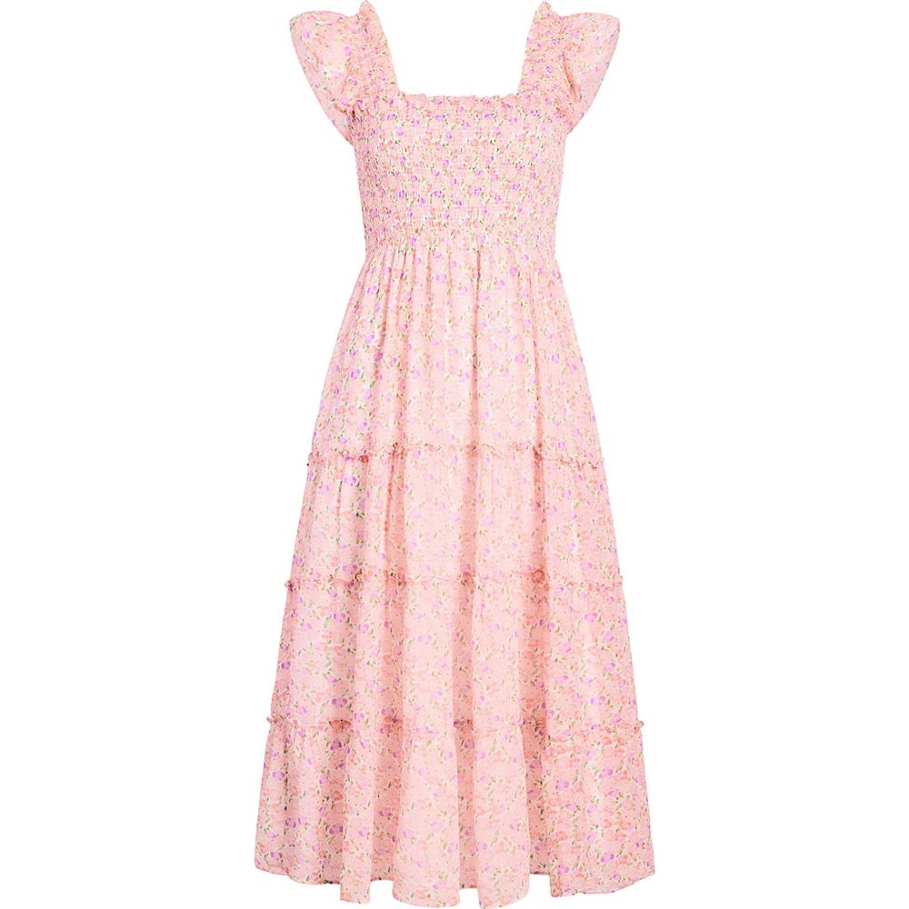 EUC Hill House Home “The Nap Dress” in Pansy in Pink Multi Georgette, size M